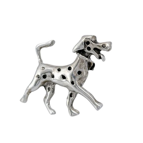 Vintage Sterling Silver 925 Dalmatian Dog Pin Brooch - Picture 5 of 8